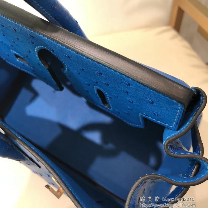 HERMES愛馬仕 鉑金包 Birkin 30 南非原產KK級鴕鳥皮 頂級工藝 手縫蠟線 時尚手提肩背包  Ama1413